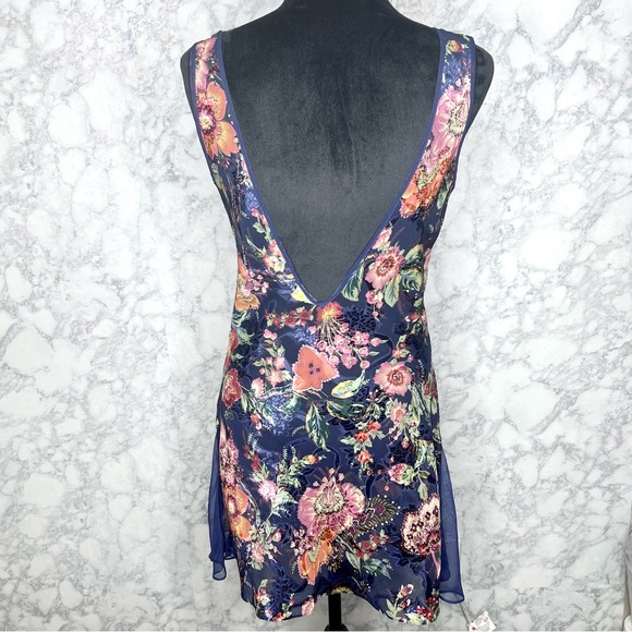 Victoria’s Secret 90s Navy Blue Sheer Floral Nightgown Slip Dress Size S - Picture 3 of 12